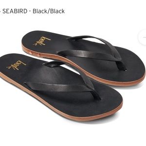Beek Seabird thong black Leather slide sandals size 8